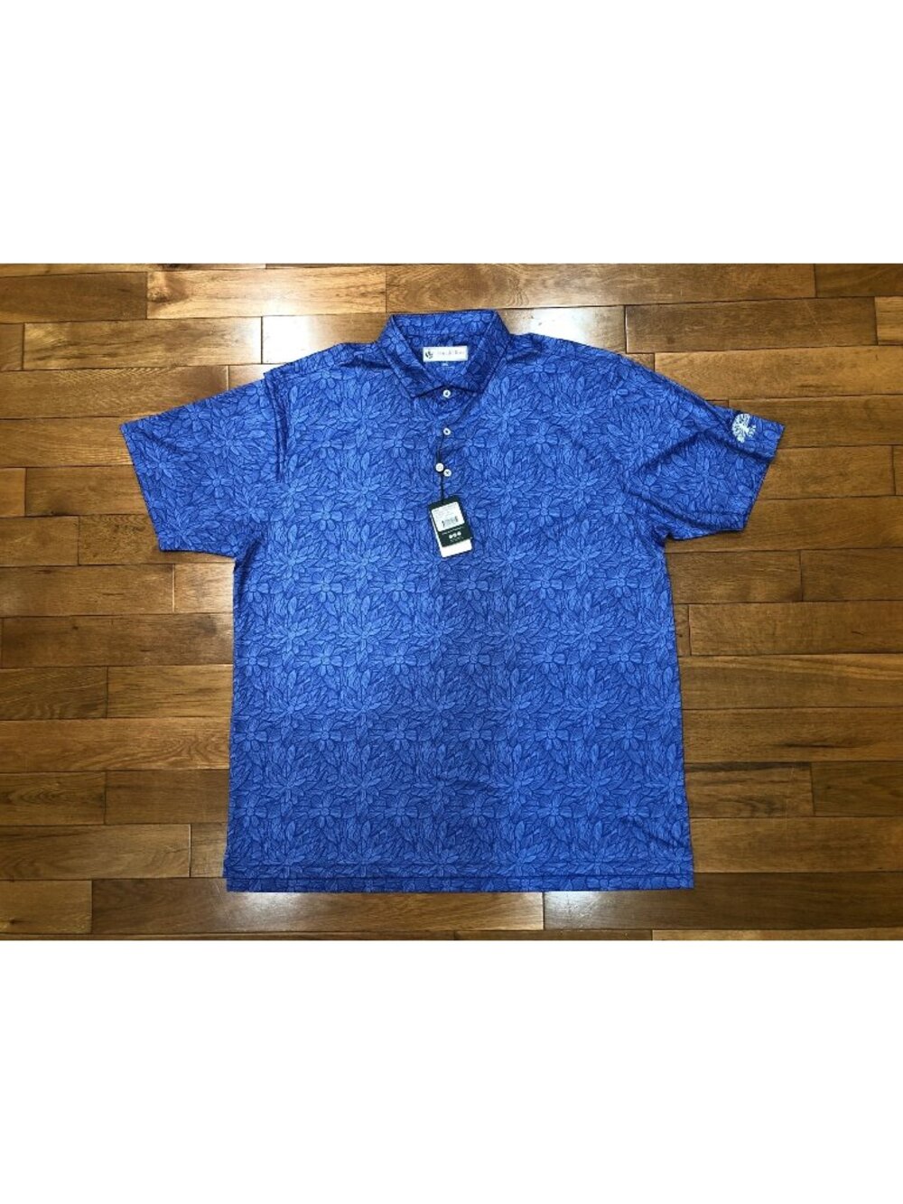 NWT Donald Ross Sportswear Short Sleeve Blue Floral Polo Sz XXL UPF50+ Golfcore